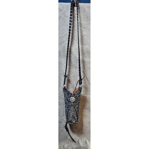 NWT Handcrafted Dan Post Upcycled Cowboy Boot Crossbody Bag Black Western Concho
